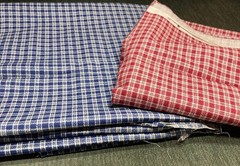 2 Pieces Of 90sCountry Classics Fabric :Red Plaid (37”x31”) & Blue Plaid(44”x 82