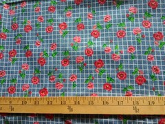 FLOWER PRINT ON WHITE CHECKS MARCUS BROS 100% COTTON FABRIC 2 YARDS X 45″