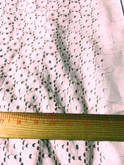 Vintage pink cotton lace fabric 1 yard plus 23″ by 38″