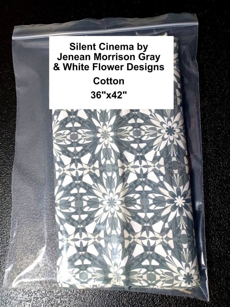 Silent Cinema by Jenean Morrison Gray & White Flower Designs – Cotton – 36″x42″