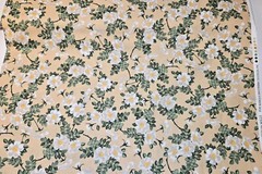 3 YARDS Cotton Fabric – FROM THE GARDEN White Floral Leaves in Tan Marcus