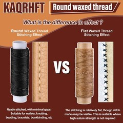 KAQRHFT 0.55 mm 54 Yards Leather Thread for Sewing, Round mm, Black