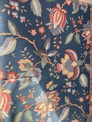 Waverly “Paulina” Floral Drapery Fabric 21″ x 50″ Cotton Blue Multicolor