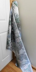 Waterproof Nylon Fabric Gray Teal White Floral Hydrangeas Lilies BTY 54W
