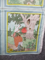 Vintage Cyrus Clark Story Book Cheater Quilt Mr Rabbit 18 Panel Pastels 81×37″
