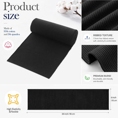 1 Pack Ribbing Fabric for Knit Cuffs, Thick Ribbing for Cuffs, Waistbands Neckli