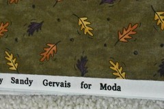 By 1/2 Yd, Autumn Leaves on Marbled Dark-Olive, Moda, Gervais, V415