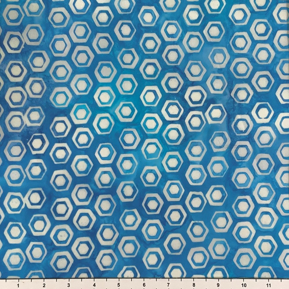 1 Yard Cut of Lunn Fabric Honeycomb Variation Batik 100% Cotton 2704 Blue