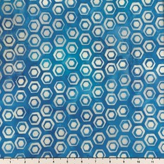 1 Yard Cut of Lunn Fabric Honeycomb Variation Batik 100% Cotton 2704 Blue