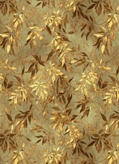 55‘’ Wide By Yards Leaf Pattern Viscose Material Dress Robe Fabric Retro