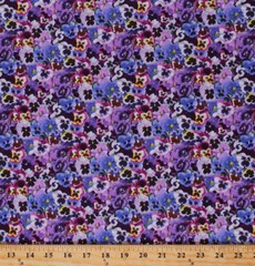 Pansies Pansy Flowers Floral Garden Purple Cotton Fabric Print by Yard D692.43