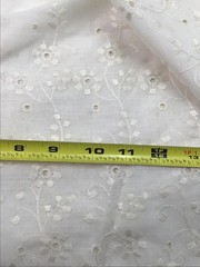 Ecru Cotton Embroidery Eyelet Border on 1 Edge Fabric Scallops 20″ x6 3/4 Yards
