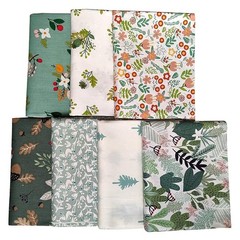 Qililandiy 7 Pcs Green Floral Fat Quarters Fabric Bundles 22 Inches,