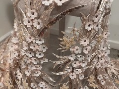 blush pink 3D flower Embroidery Pearl Beaded Lace Fabric 50” Width 1 Yard