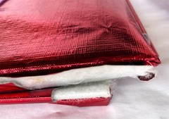 54×68″ Textured Red Metallic Foil Mylar Flannel Back Retro Crafts Tablecloth 5yd