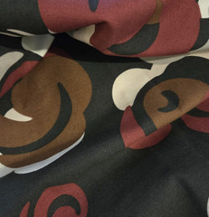 Black Burgundy and Tan Floral Home Décor Fabric
