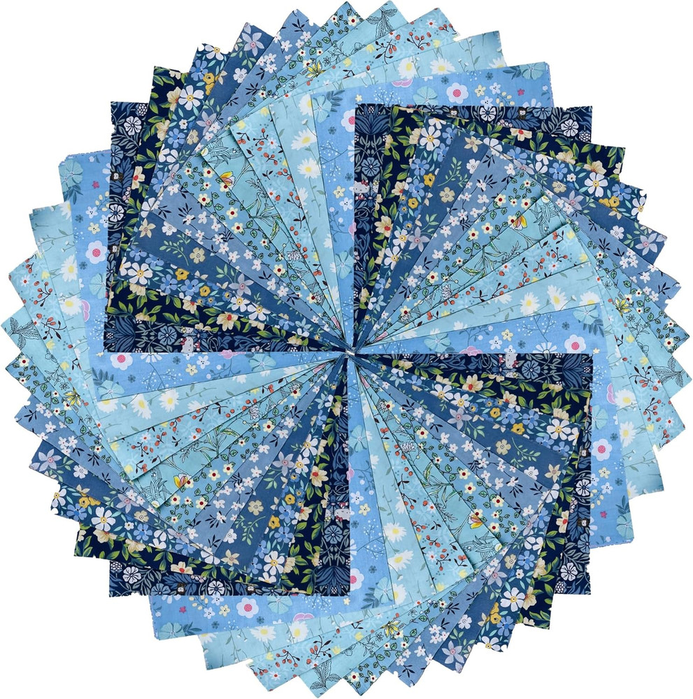 8″X 8″ 50 PCS 100% Cotton Floral Fabric Squares Bundles Quilting Supplies for Se