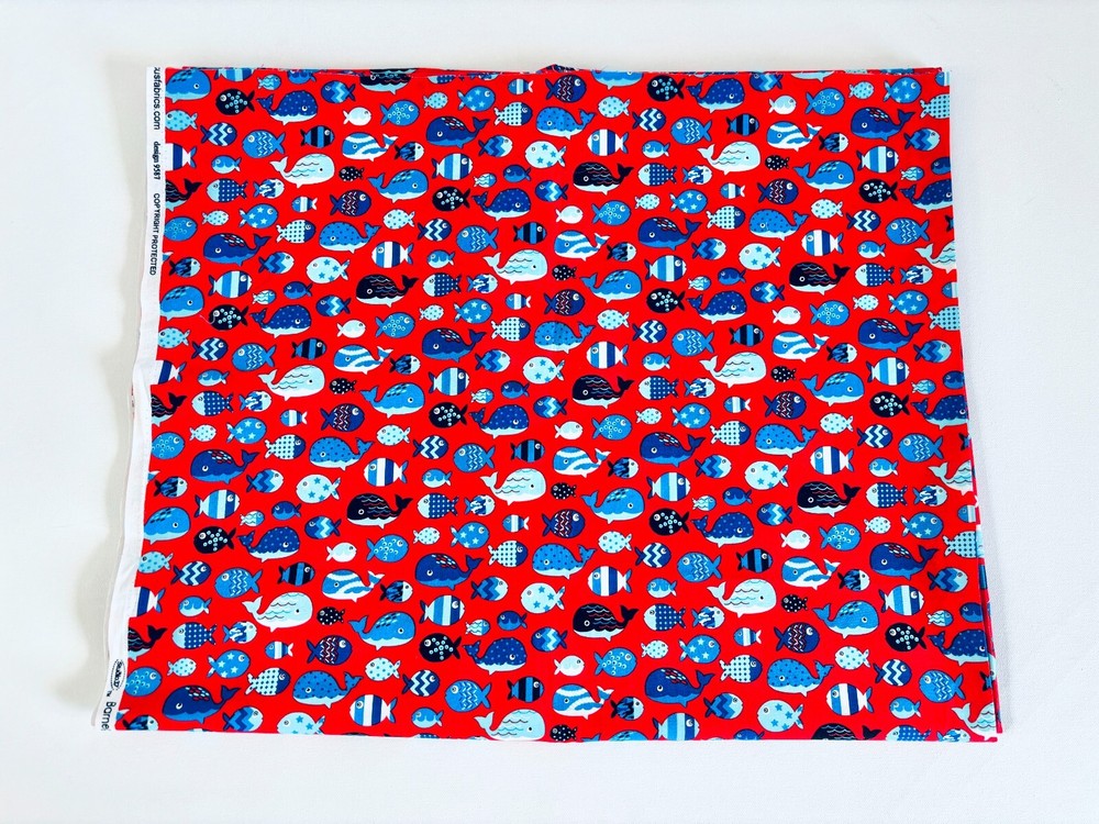 Fish Fabric by Marcus Fabrics, Sold by the 1/2 Yard, Continuous Cut Fabric