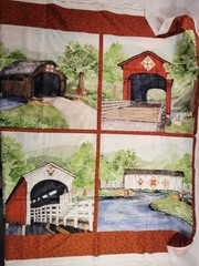 Fabric Panel – Covered Bridges Barn Art Quilt Blake Designs Wall Crafts 34×42″