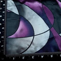 Vintage JOANN Silk Fabric 1.83 Yards 60″W Purple Grey Black Geometric Abstract