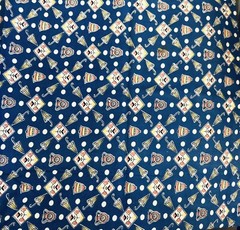 VTG Tiny Umbrellas Florals Bells Vase & Dots on Blue Remnant 19″ X18″
