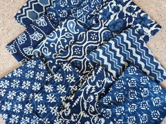 Mix Charm indigo Blue Cotton Squares Patchwork Bundle Scraps Lot,