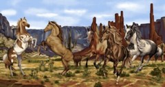 Studio E – Wild Wild West – Western Quilting and Crafting Fabric Panel w/ horses