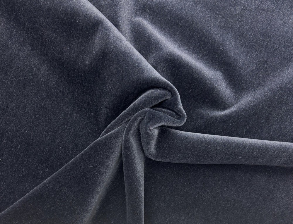 DESIGNER PLUSH MOHAIR GRAVEL GRAY VELVET WOOL MULTIPURPOSE FABRIC BY YARD 55″W