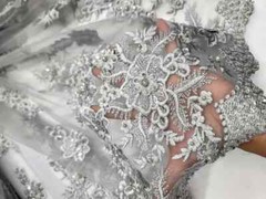 Silver Beaded Lace Fabric By The Yard 3d Floral Flowers Embroidery Sequins Prom