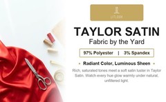 Taylor Satin Fabric by the Yard 2-Way Stretch Poly Spandex Woven Dress Costume