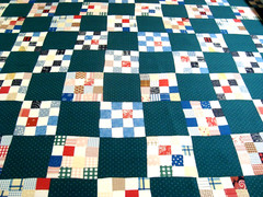 1 of 20 Yds RALPH LAUREN Cheater Quilt FABRIC Patchwork Green Drapery 56″w BTY