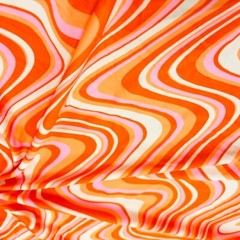Retro Orange Printed Nylon Spandex Fabric 4 Way Stretch for Swimwear