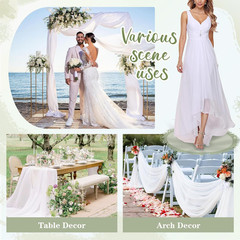 5 Yard White Chiffon Fabric by the Yard, 58 Inch Wide Elegant Sheer Chiffon Fabr