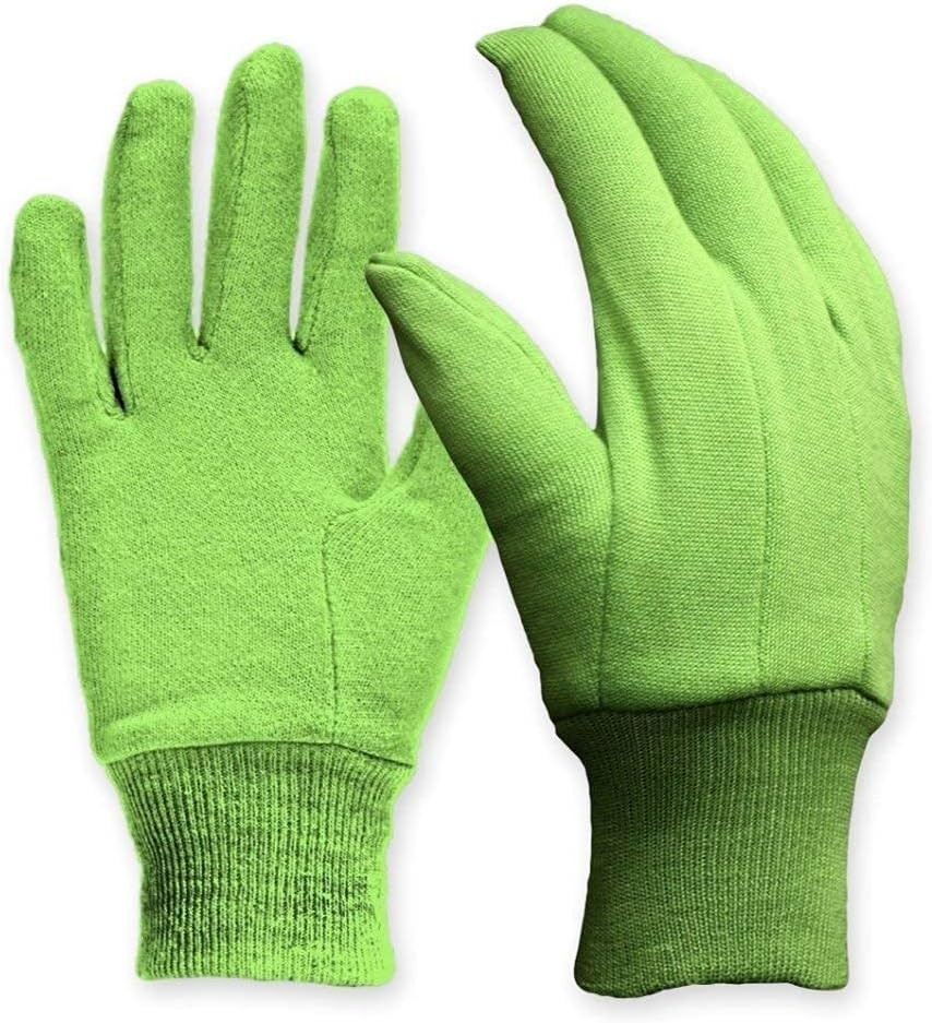 Cotton Jersey Garden Gloves, Green, Medium | Cotton Jersey Fabric, Elastic Wrist