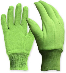 Cotton Jersey Garden Gloves, Green, Medium | Cotton Jersey Fabric, Elastic Wrist