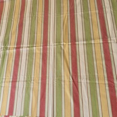 Vintage Cotton Striped Fabric Sage Green Red Gold Cream 2 Yd x 55