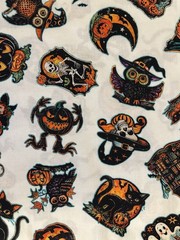 HAPPY HAUNTING QUILTING TREASURES RETRO HALLOWEEN FABRIC HALF YARD