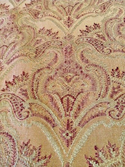 Gold Damask Cream & Cinnamon Accent Colors Small Scale Pattern 6.25 Yards