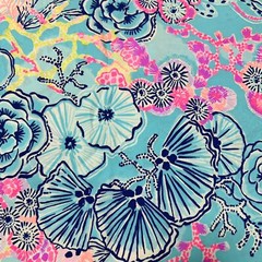 Lilly Pulitzer Cotton Poplin Fabric BALI BLUE ONCE UPON A TIDE 36″ X 57″