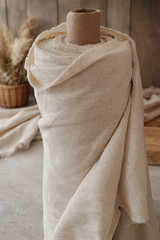 Natural Oatmeal Linen Fabric by yard 6.7Oz Soft Organic Blend —Sewing,Clothing