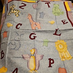 Baby Quilt panel fabric Animals and Letters Cranston Print Works Leslie Beck 1Y