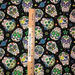 Candy Skulls 100% light weight COTTON FABRIC by yard – Purple MOO-109821