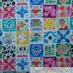 BonEFul Fabric FQ Cotton Quilt White Rainbow Scenic Woodland Animal Deer Fox Owl
