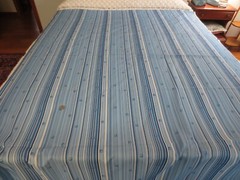 4508. BLUE “Silky” Geometric Stripe SYNTHETIC Apparel FABRIC – 58″ x 4-5/8 yds.
