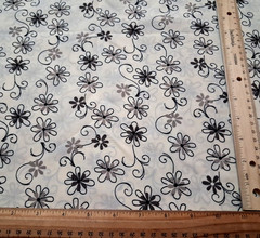 3 1/3 yd x 58″ w Polyester Crepe Fabric Cream w/Black/Gray Floral Design