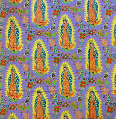 RARE TERRIE MANGAT Our Lady of Guadalupe Mexico Cotton Quilt Fabric 41×44 PC1