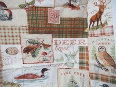 “NORTH MEMORIES” ANIMAL PATCH OWL DUCK DEER COTTON FABRIC 25X43 INCHES NEW