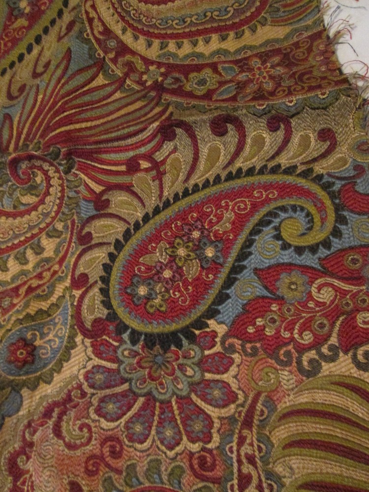 Decorator Fabric Remnant Paisley Floral Red Blue Green Gold 34” x 33”/40”