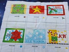 CHRISTMAS POSTCARD FABRIC PANEL COTTON LYNDA MILLIGAN 2007 AVLYN