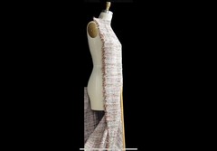 Mendel Goldberg Wool Blend Tweed Boucle, 2yds X 60″,Brown, Tan, Off White, Red